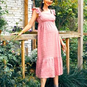 SHEIN Maternity 1PC Butterfly Sleeve Tied Backless Dress